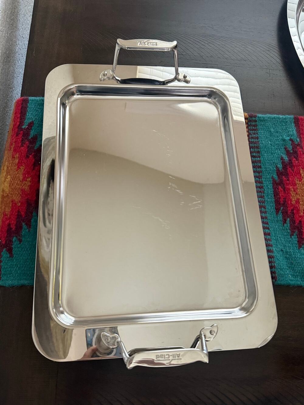 All-Clad Stainless Steel Serving Tray Platter 17” x 12” Double Handle